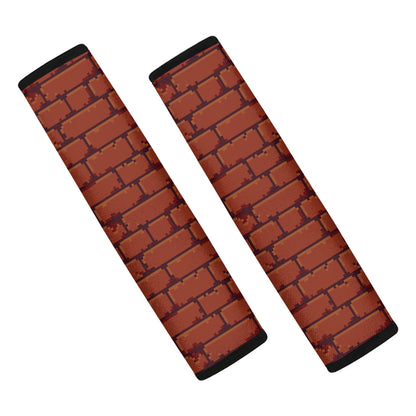 8-Bit Pixel Brick Wall Print Car Seat Belt Covers