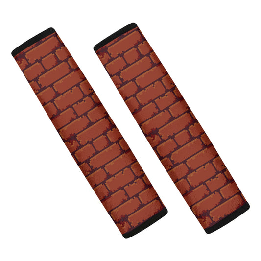 8-Bit Pixel Brick Wall Print Car Seat Belt Covers