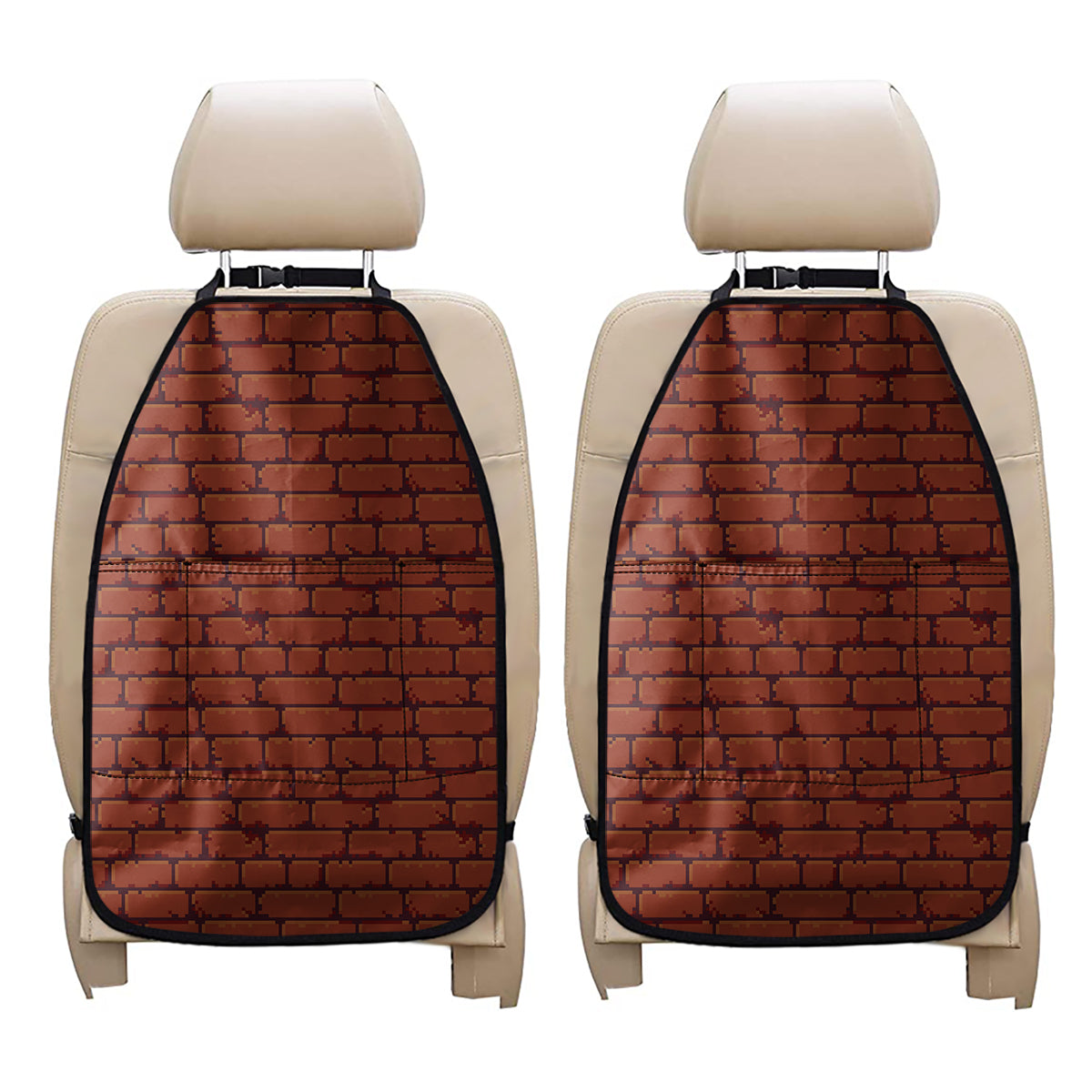 8-Bit Pixel Brick Wall Print Car Seat Organizers
