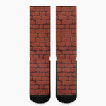 8-Bit Pixel Brick Wall Print Crew Socks