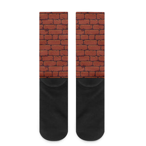 8-Bit Pixel Brick Wall Print Crew Socks