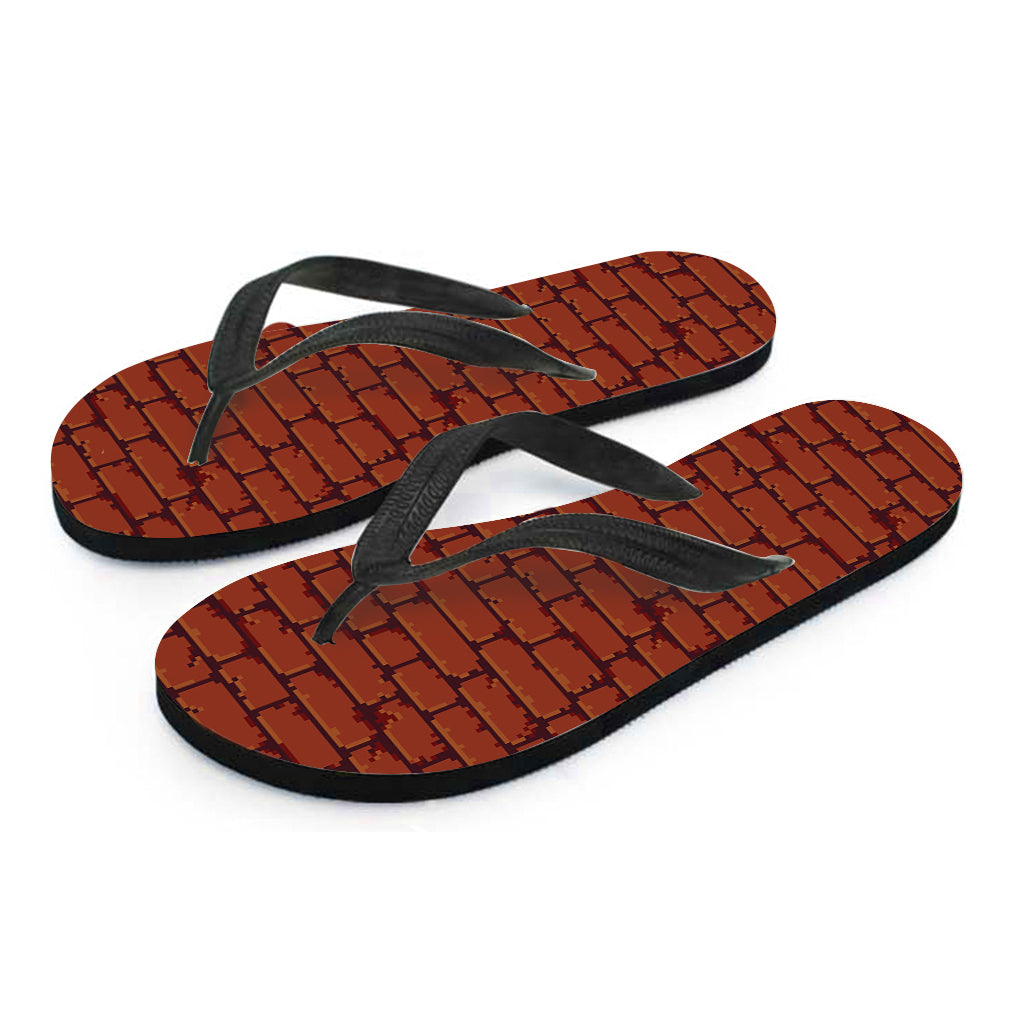 8-Bit Pixel Brick Wall Print Flip Flops