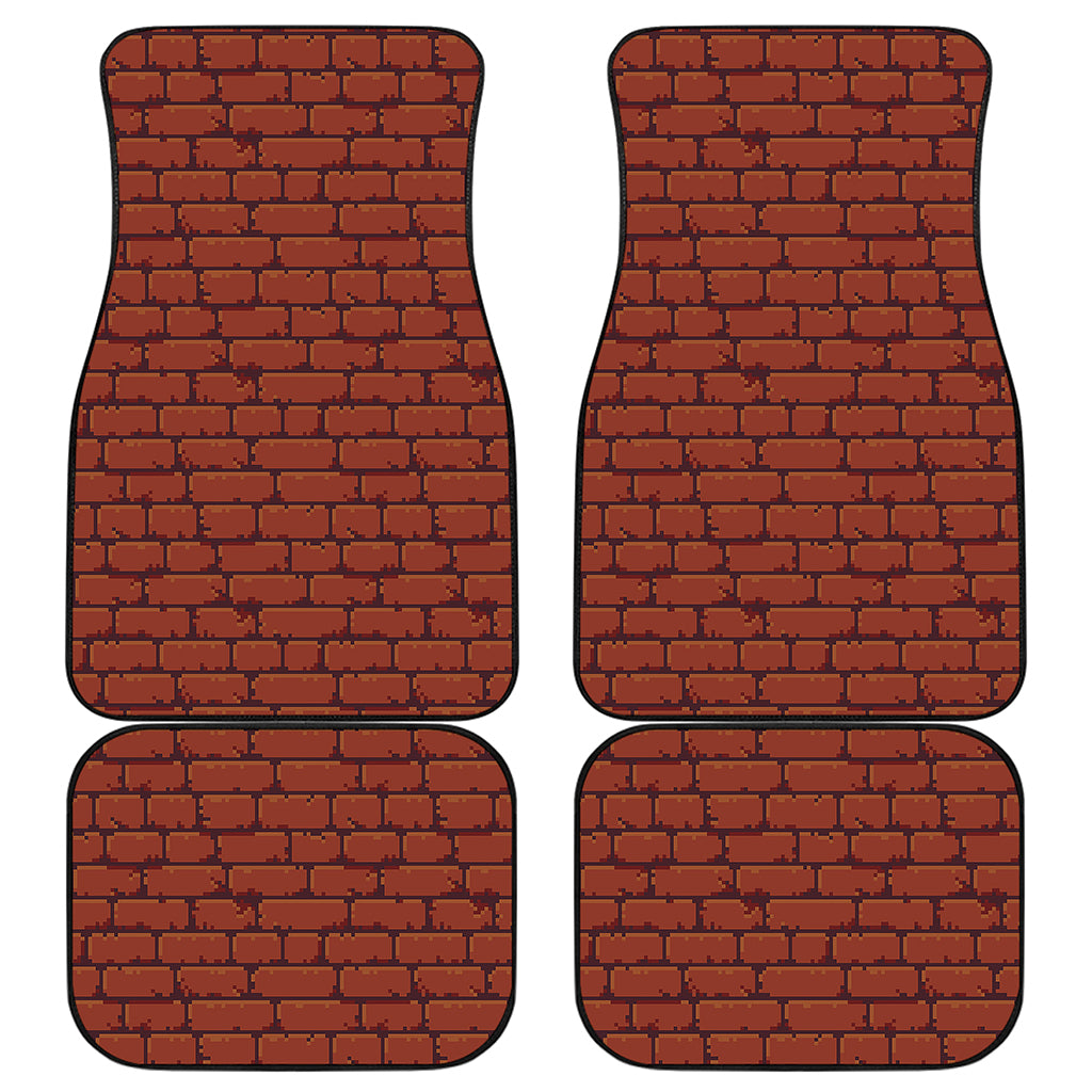 8-Bit Pixel Brick Wall Print Front and Back Car Floor Mats