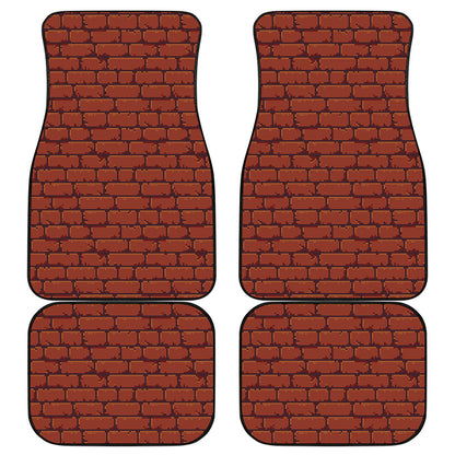 8-Bit Pixel Brick Wall Print Front and Back Car Floor Mats
