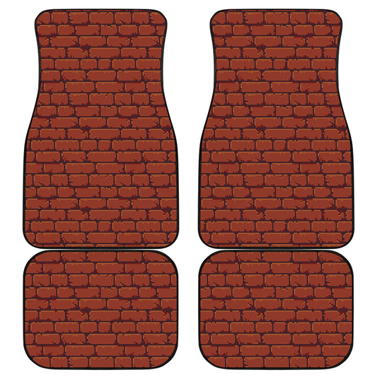 8-Bit Pixel Brick Wall Print Front and Back Car Floor Mats