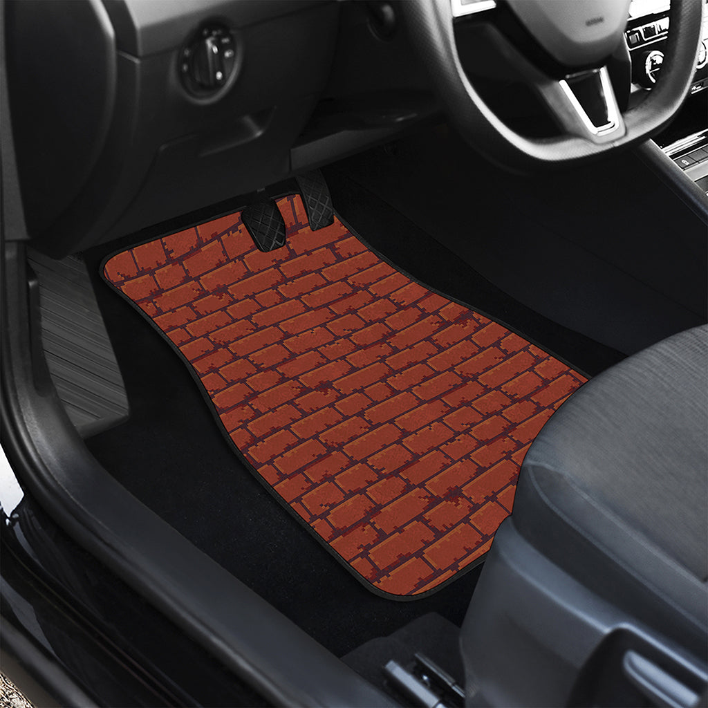 8-Bit Pixel Brick Wall Print Front and Back Car Floor Mats