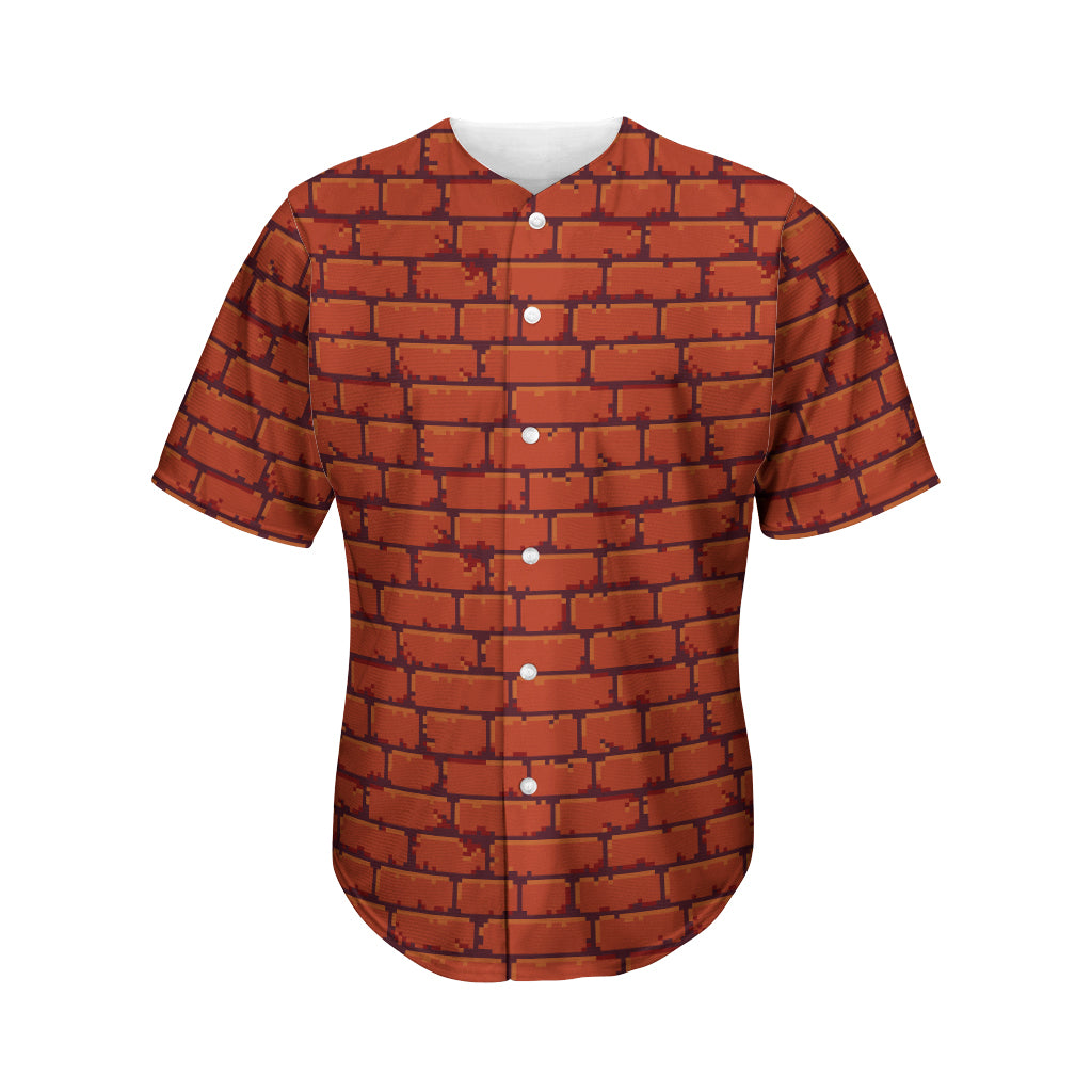 8-Bit Pixel Brick Wall Print Men's Baseball Jersey