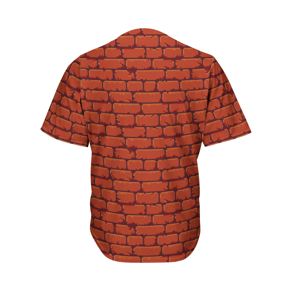 8-Bit Pixel Brick Wall Print Men's Baseball Jersey