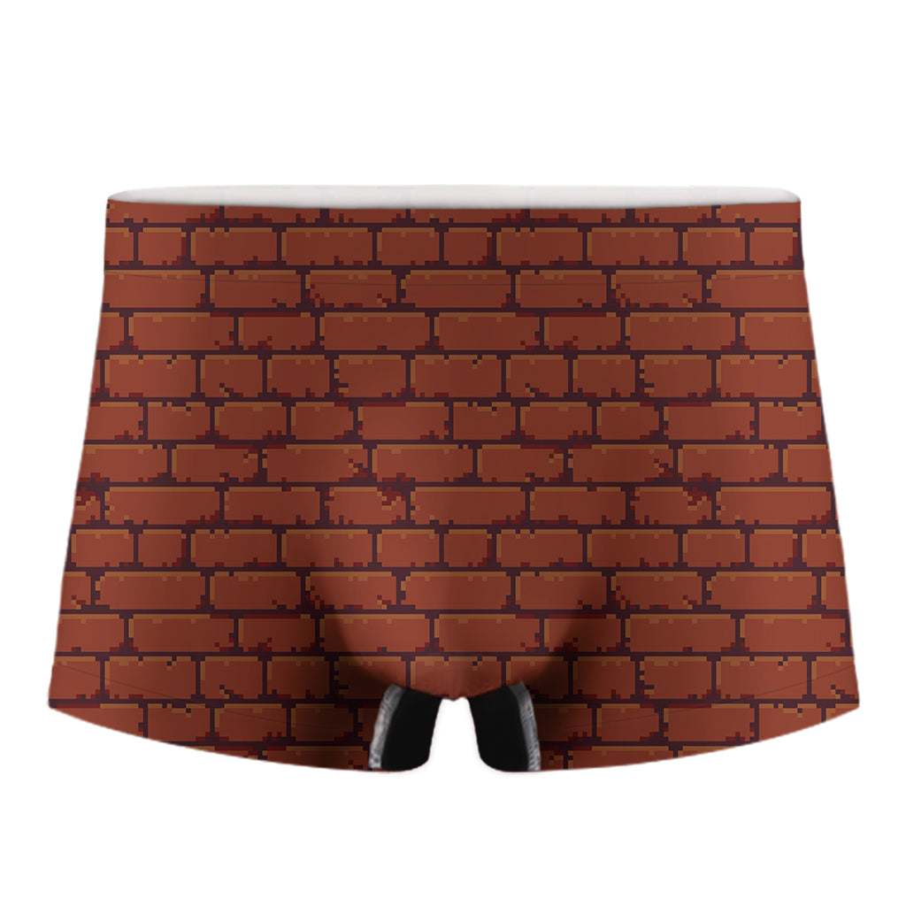 8-Bit Pixel Brick Wall Print Men's Boxer Briefs