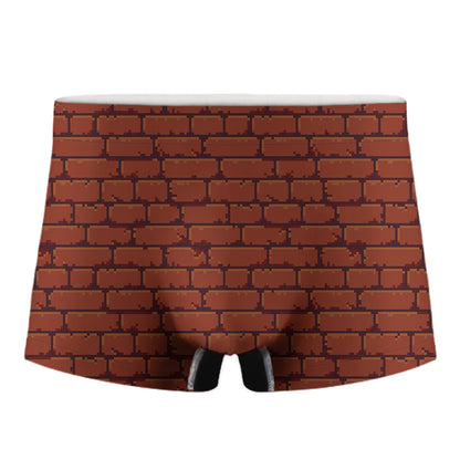 8-Bit Pixel Brick Wall Print Men's Boxer Briefs