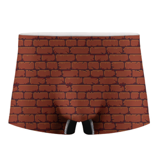 8-Bit Pixel Brick Wall Print Men's Boxer Briefs