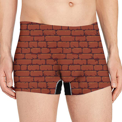 8-Bit Pixel Brick Wall Print Men's Boxer Briefs