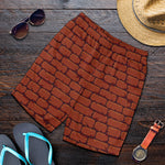 8-Bit Pixel Brick Wall Print Men's Shorts