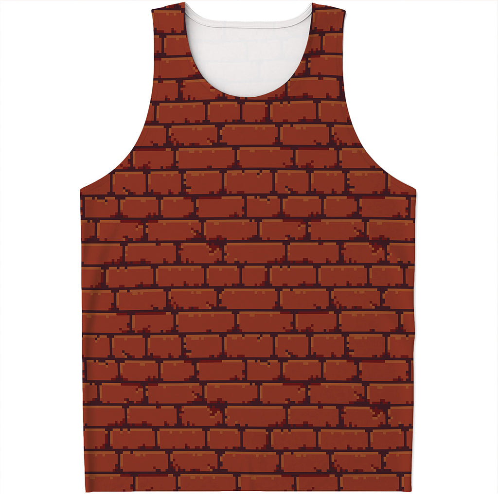 8-Bit Pixel Brick Wall Print Men's Tank Top
