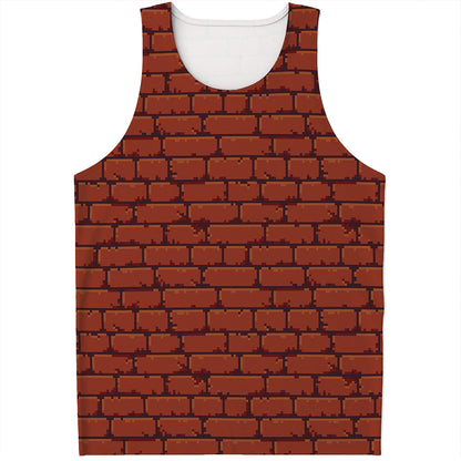 8-Bit Pixel Brick Wall Print Men's Tank Top
