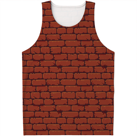 8-Bit Pixel Brick Wall Print Men's Tank Top
