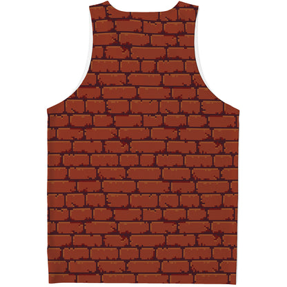 8-Bit Pixel Brick Wall Print Men's Tank Top
