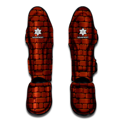 8-Bit Pixel Brick Wall Print Muay Thai Shin Guard