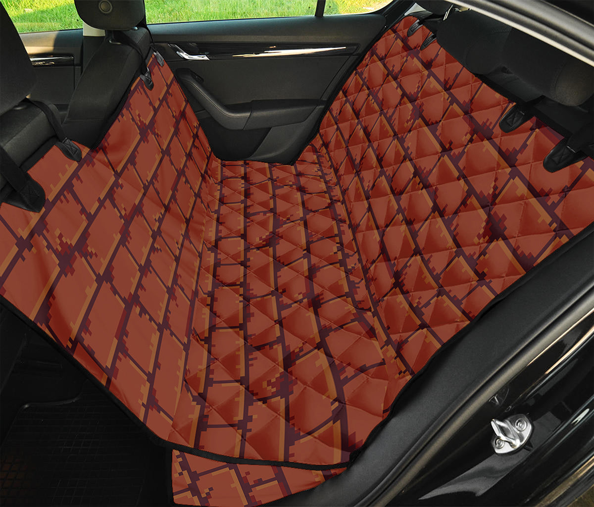 8-Bit Pixel Brick Wall Print Pet Car Back Seat Cover