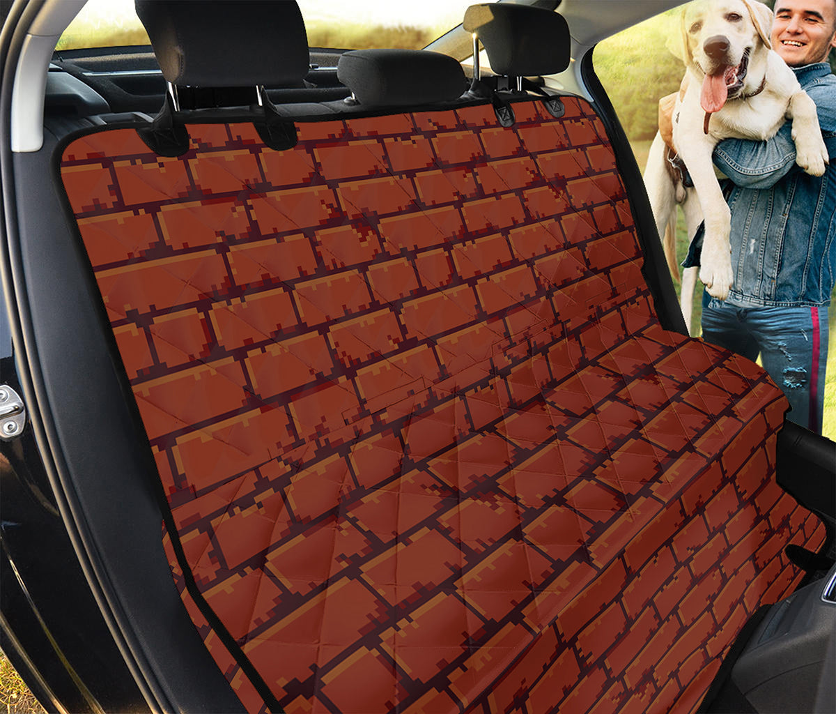 8-Bit Pixel Brick Wall Print Pet Car Back Seat Cover