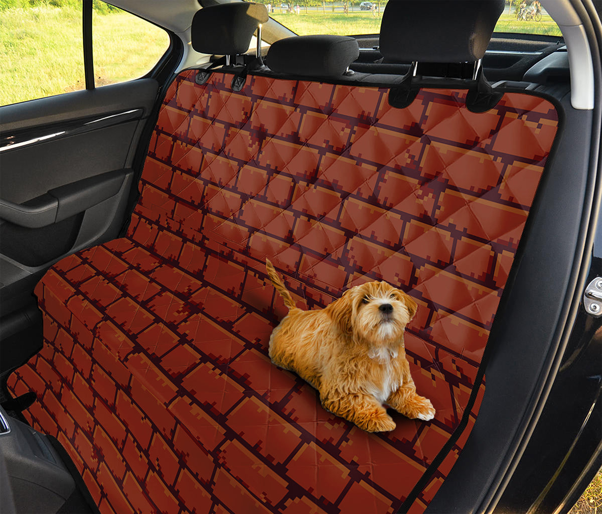 8-Bit Pixel Brick Wall Print Pet Car Back Seat Cover