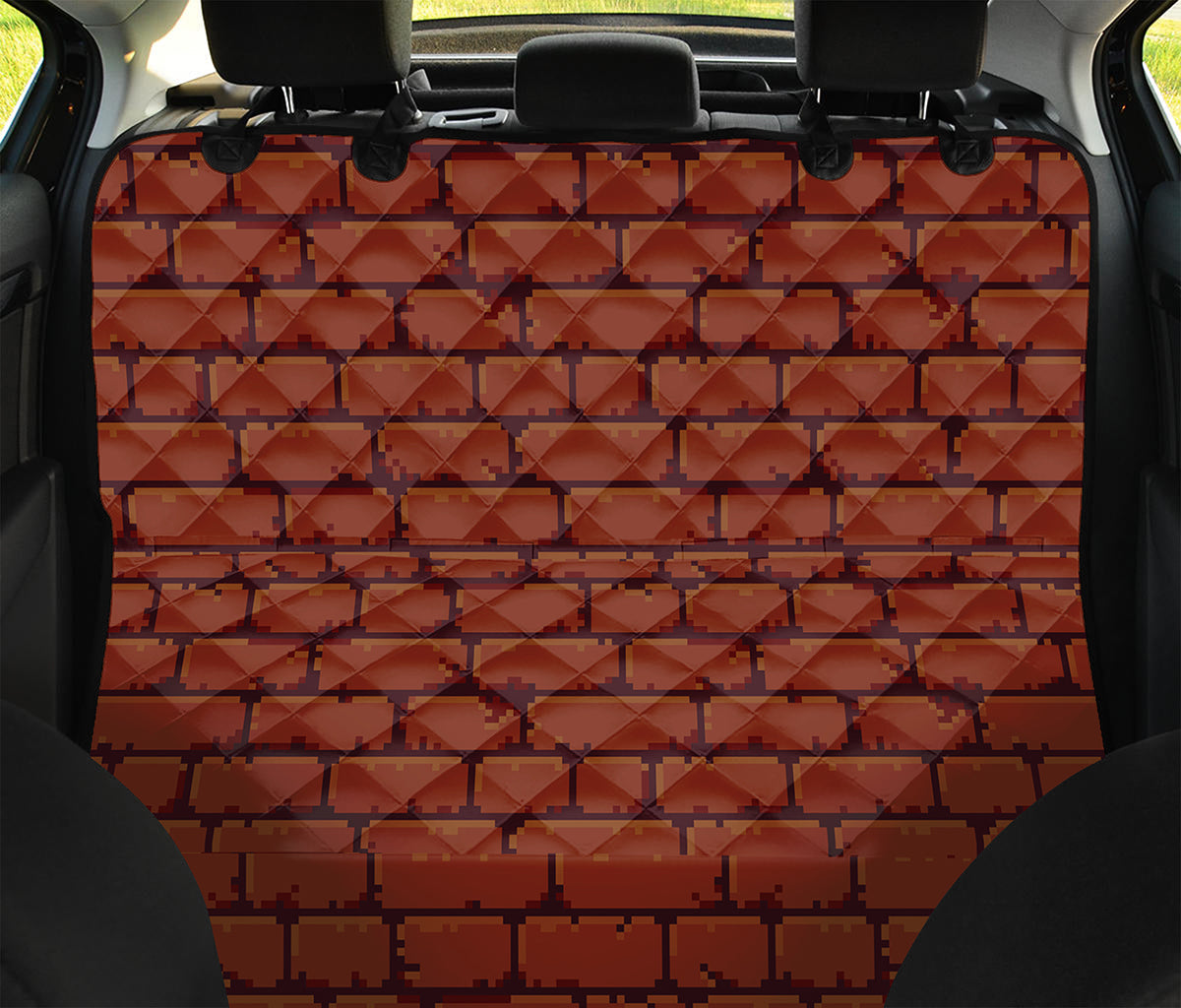 8-Bit Pixel Brick Wall Print Pet Car Back Seat Cover