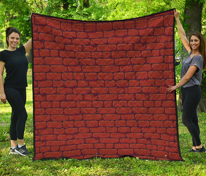 8-Bit Pixel Brick Wall Print Quilt