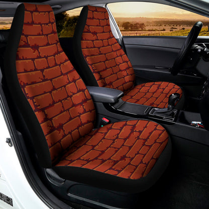 8-Bit Pixel Brick Wall Print Universal Fit Car Seat Covers