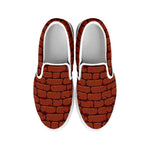 8-Bit Pixel Brick Wall Print White Slip On Shoes