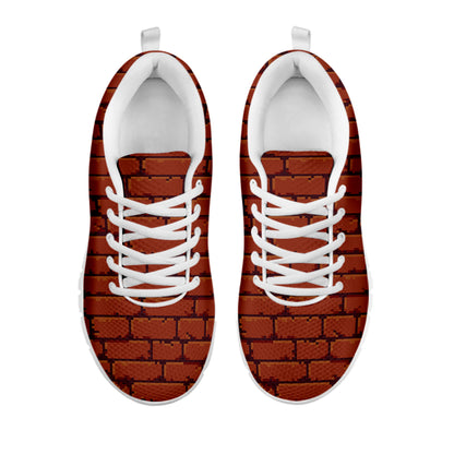 8-Bit Pixel Brick Wall Print White Sneakers