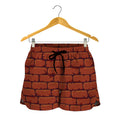 8-Bit Pixel Brick Wall Print Women's Shorts