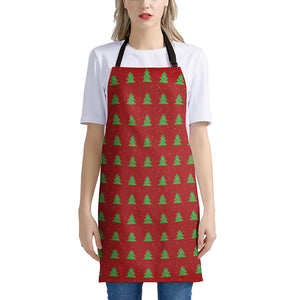 8-Bit Pixel Christmas Tree Pattern Print Apron