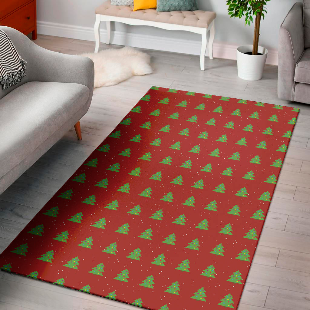 8-Bit Pixel Christmas Tree Pattern Print Area Rug