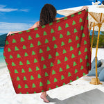 8-Bit Pixel Christmas Tree Pattern Print Beach Sarong Wrap