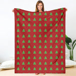 8-Bit Pixel Christmas Tree Pattern Print Blanket