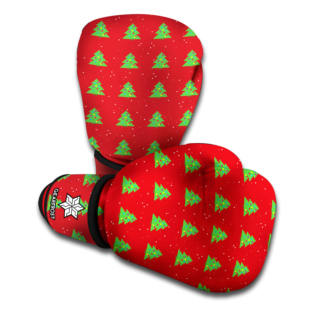 8-Bit Pixel Christmas Tree Pattern Print Boxing Gloves