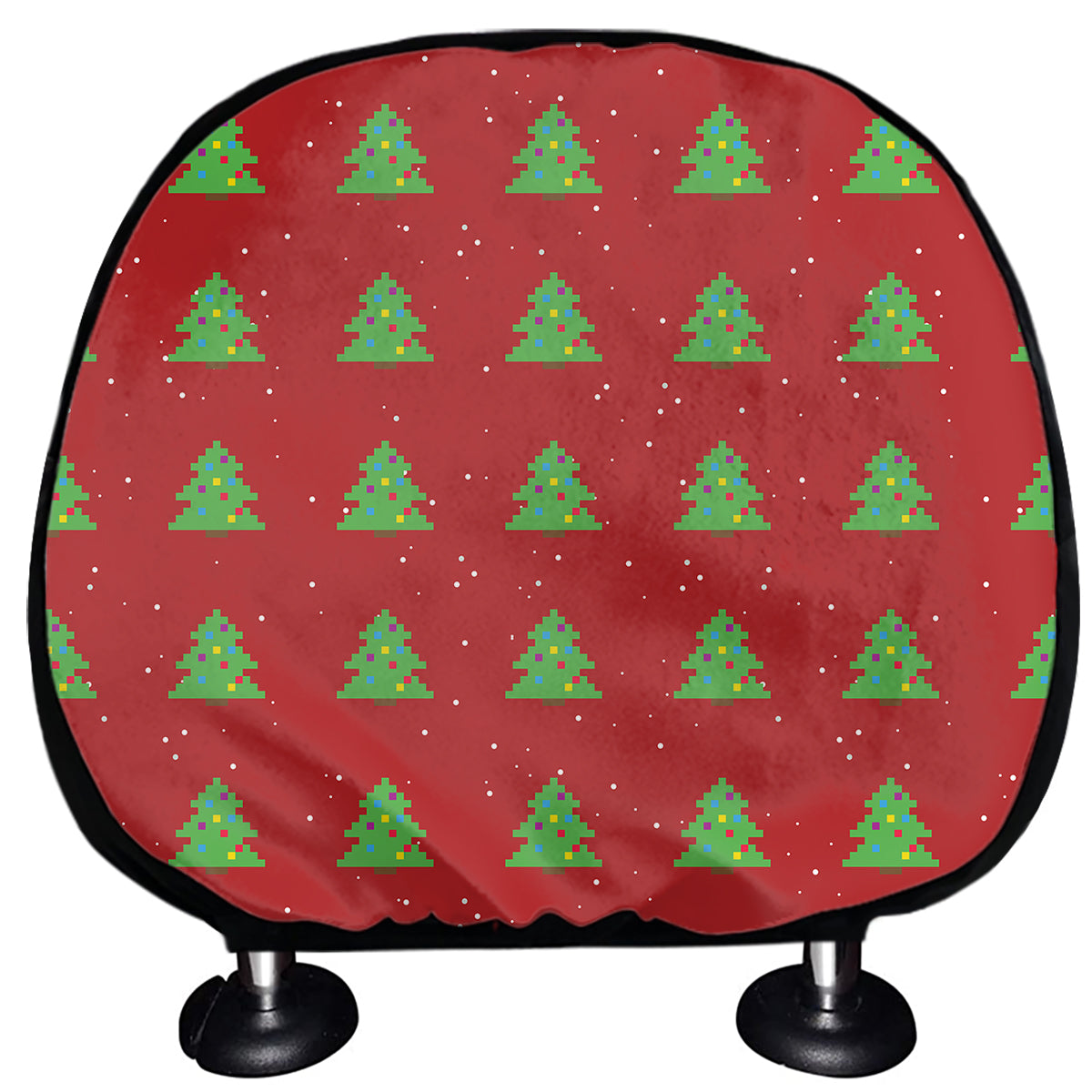 8-Bit Pixel Christmas Tree Pattern Print Car Headrest Covers