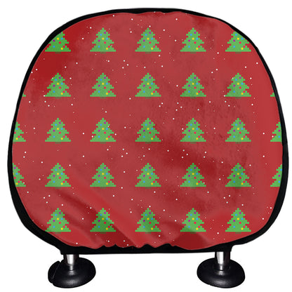 8-Bit Pixel Christmas Tree Pattern Print Car Headrest Covers