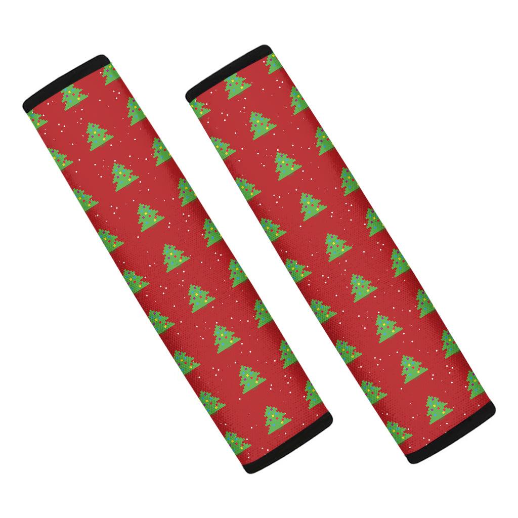 8-Bit Pixel Christmas Tree Pattern Print Car Seat Belt Covers