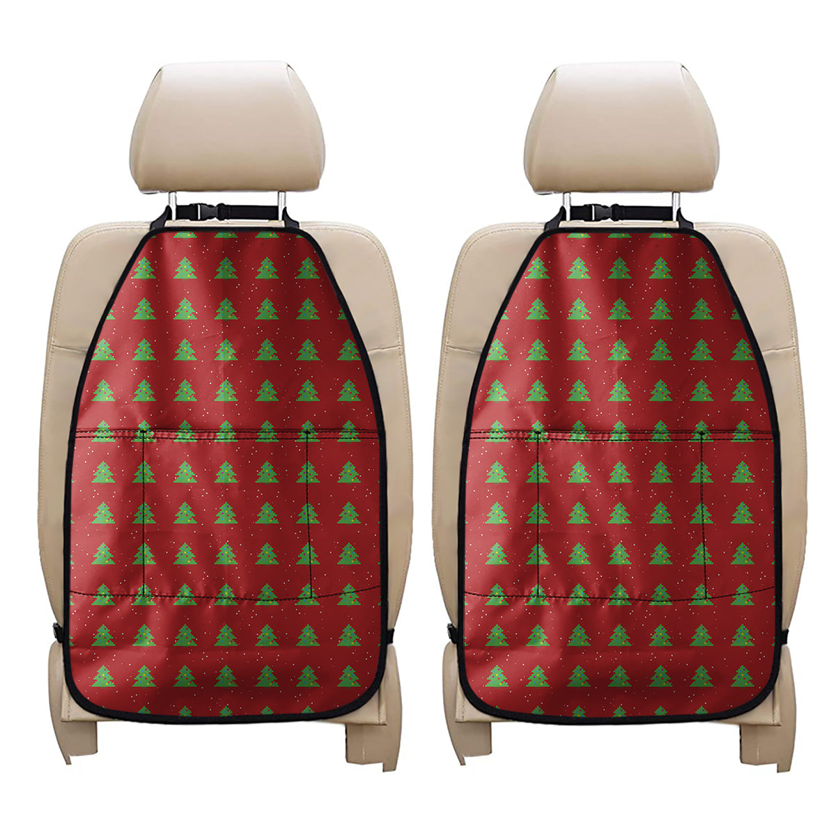 8-Bit Pixel Christmas Tree Pattern Print Car Seat Organizers