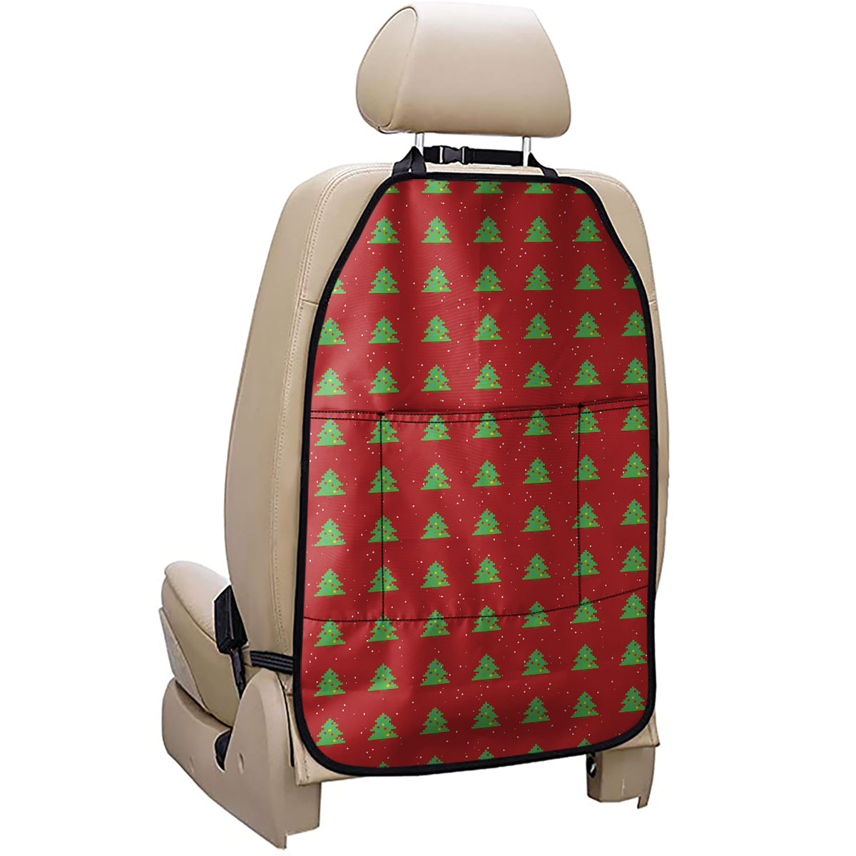 8-Bit Pixel Christmas Tree Pattern Print Car Seat Organizers