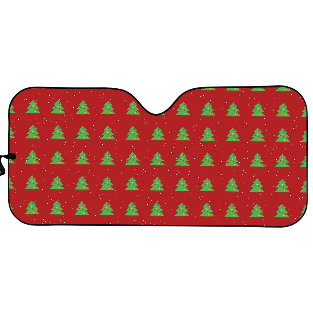 8-Bit Pixel Christmas Tree Pattern Print Car Sun Shade