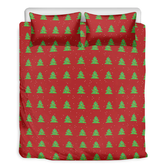 8-Bit Pixel Christmas Tree Pattern Print Duvet Cover Bedding Set