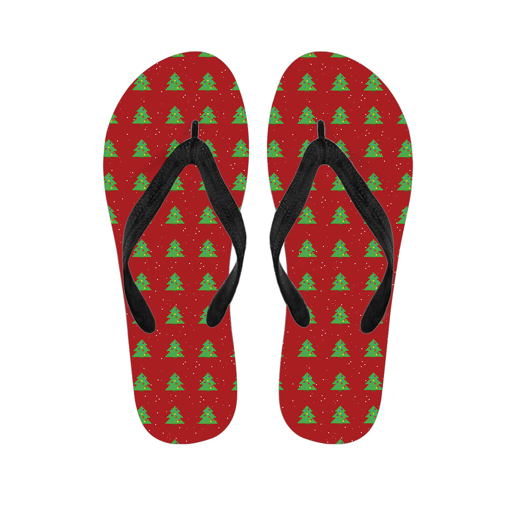 8-Bit Pixel Christmas Tree Pattern Print Flip Flops