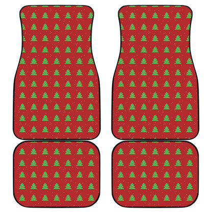 8-Bit Pixel Christmas Tree Pattern Print Front and Back Car Floor Mats