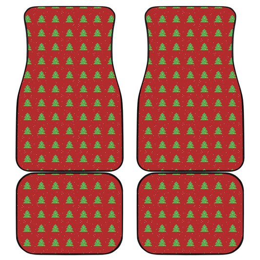8-Bit Pixel Christmas Tree Pattern Print Front and Back Car Floor Mats