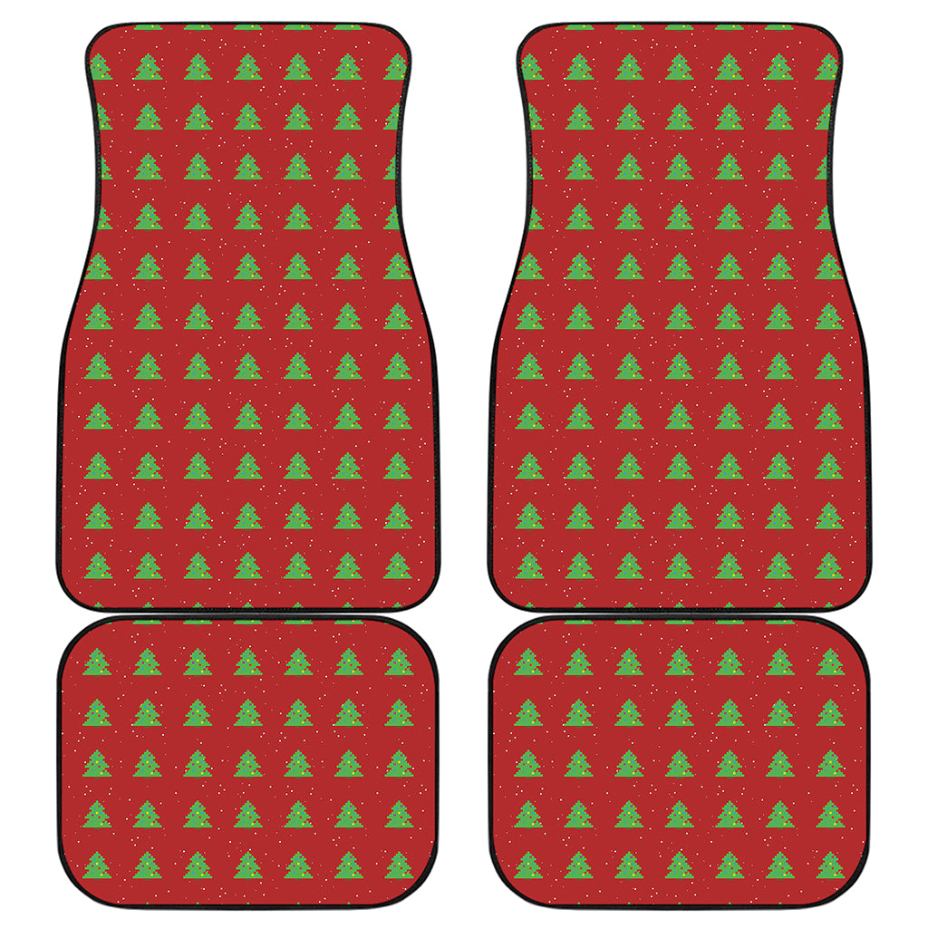 8-Bit Pixel Christmas Tree Pattern Print Front and Back Car Floor Mats