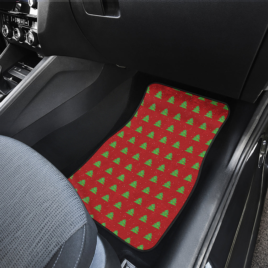 8-Bit Pixel Christmas Tree Pattern Print Front and Back Car Floor Mats