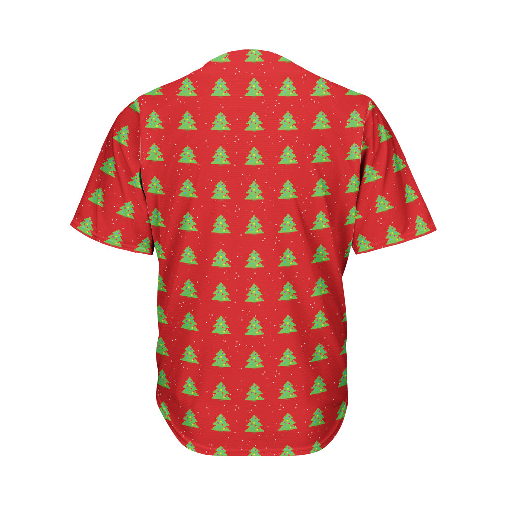 8-Bit Pixel Christmas Tree Pattern Print Men's Baseball Jersey