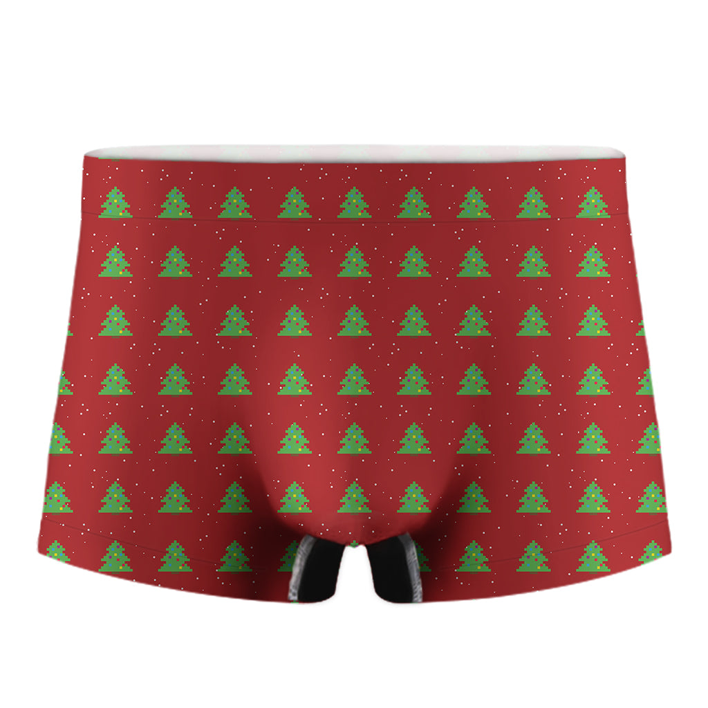8-Bit Pixel Christmas Tree Pattern Print Men's Boxer Briefs